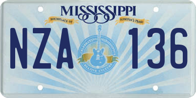 MS license plate NZA136