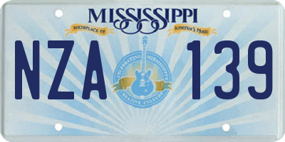 MS license plate NZA139