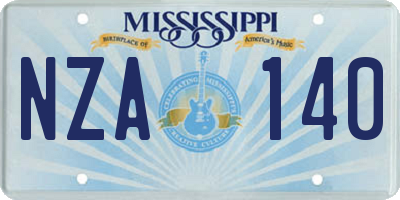 MS license plate NZA140