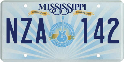 MS license plate NZA142