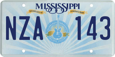 MS license plate NZA143