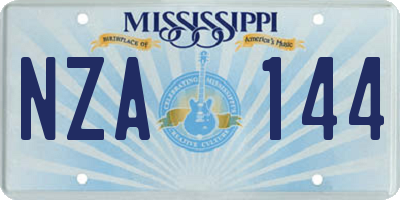 MS license plate NZA144