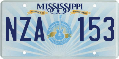 MS license plate NZA153