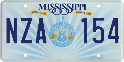 MS license plate NZA154