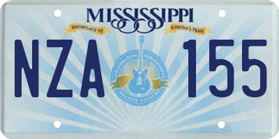 MS license plate NZA155