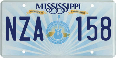 MS license plate NZA158