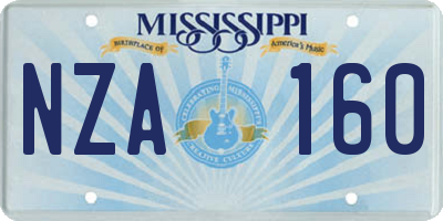 MS license plate NZA160
