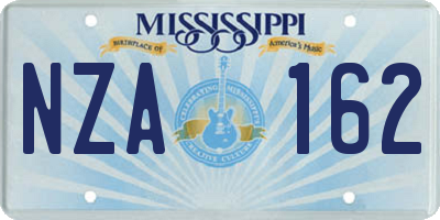 MS license plate NZA162