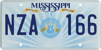 MS license plate NZA166
