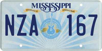 MS license plate NZA167
