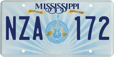 MS license plate NZA172