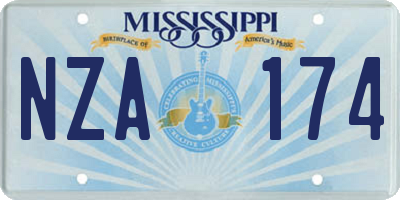 MS license plate NZA174