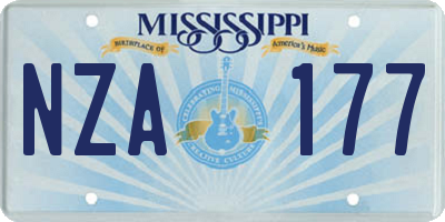 MS license plate NZA177