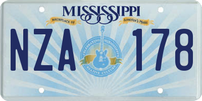 MS license plate NZA178