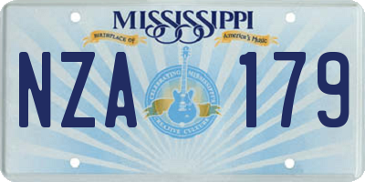 MS license plate NZA179