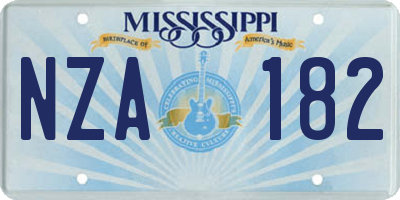 MS license plate NZA182