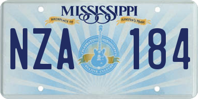 MS license plate NZA184