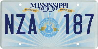 MS license plate NZA187