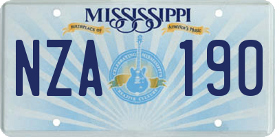 MS license plate NZA190