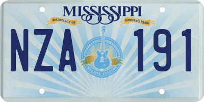 MS license plate NZA191