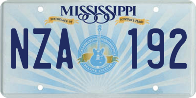 MS license plate NZA192