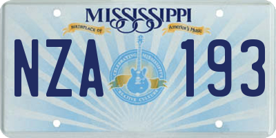 MS license plate NZA193