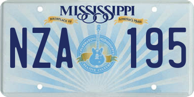 MS license plate NZA195