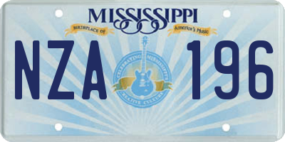 MS license plate NZA196