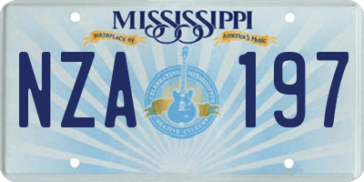 MS license plate NZA197