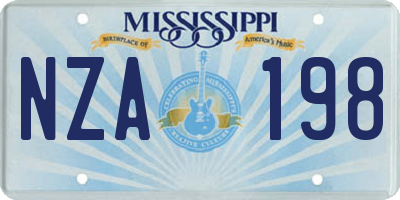 MS license plate NZA198