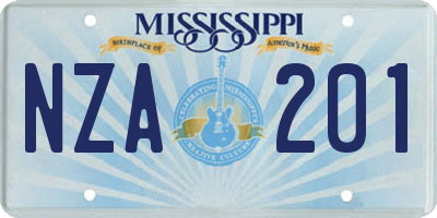 MS license plate NZA201
