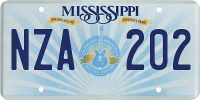 MS license plate NZA202