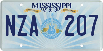 MS license plate NZA207