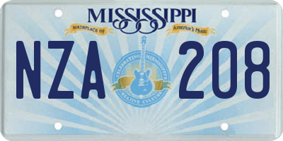 MS license plate NZA208