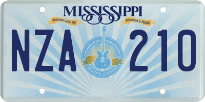 MS license plate NZA210