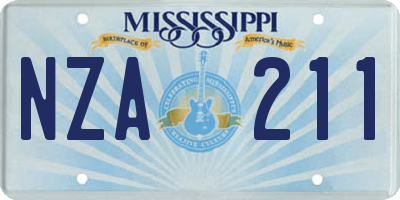 MS license plate NZA211