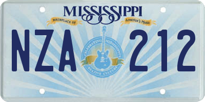 MS license plate NZA212