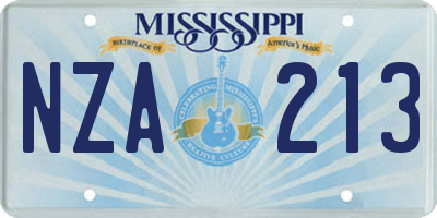 MS license plate NZA213