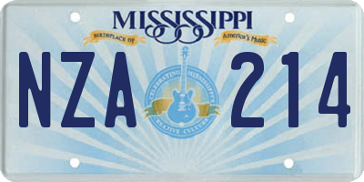 MS license plate NZA214