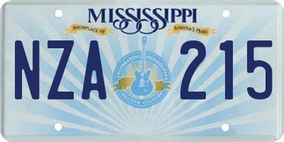 MS license plate NZA215