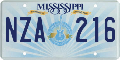 MS license plate NZA216