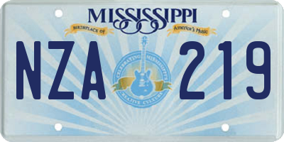 MS license plate NZA219
