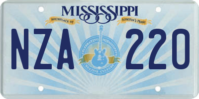MS license plate NZA220