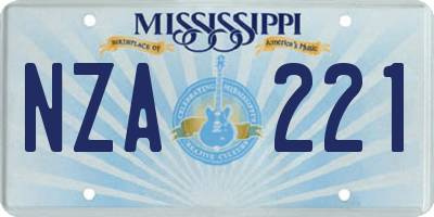 MS license plate NZA221