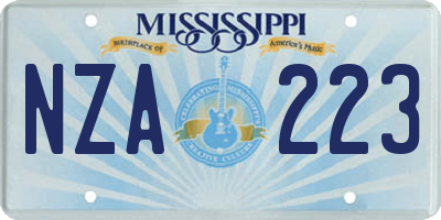 MS license plate NZA223