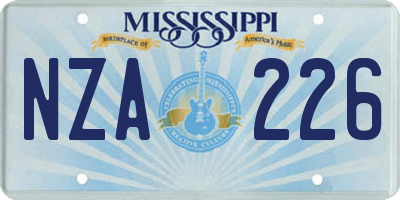 MS license plate NZA226