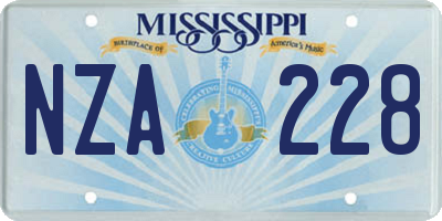 MS license plate NZA228