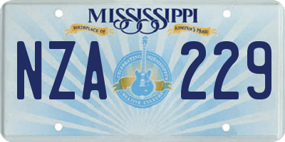 MS license plate NZA229