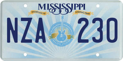 MS license plate NZA230