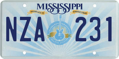 MS license plate NZA231